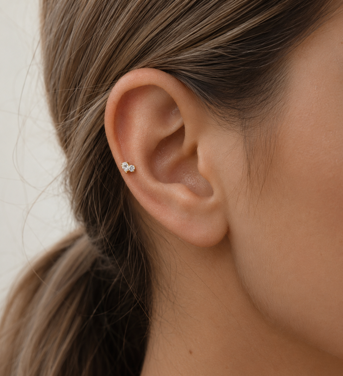 Dual Gem Flatback Earring