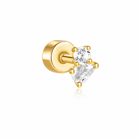 Dual Gem Flatback Earring